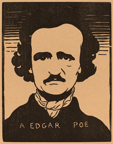 This 1894 woodcut features the portrait of Edgar Allan Poe.