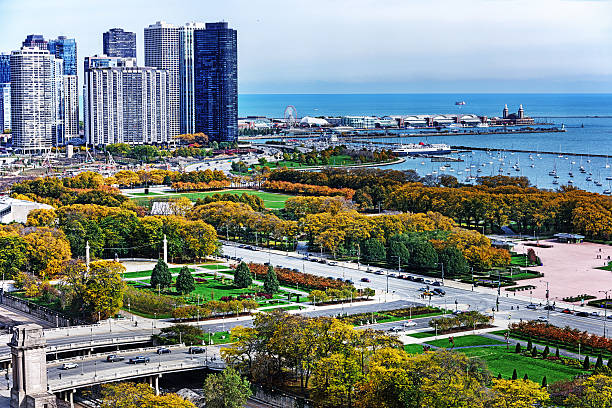 grant park w centrum chicago loop, - grounds city life park grant park zdjęcia i obrazy z banku zdjęć