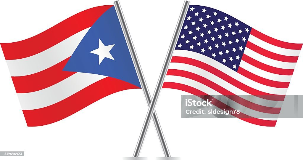 American and Puerto Rican flags. Vector. American and Puerto Rican flags. Vector illustration. Puerto Rico stock vector