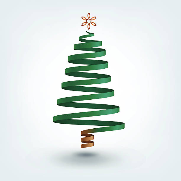 Ribbon Christmas Tree vector art illustration