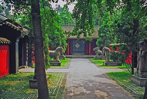 istock temple alley with stone statues in chengdu, China 519648229