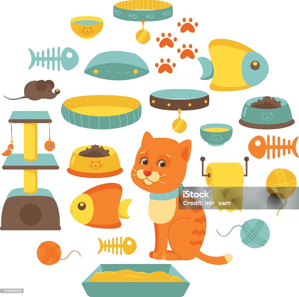 Cat Stuff Collection Cat Toys Cat Food Stock Illustration - Download Image  Now - Cat Food, Animal, Animal Bone - iStock