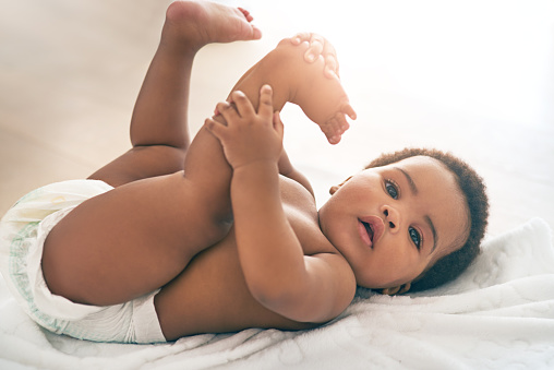 Shot of an adorable baby girl at home