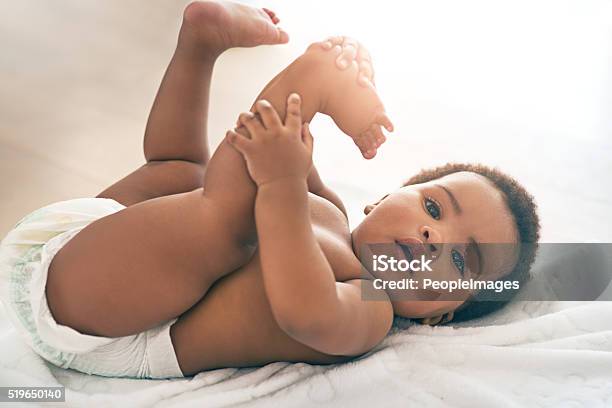 Just Practicing My Yoga Stock Photo - Download Image Now - Baby - Human Age, Diaper, African Ethnicity