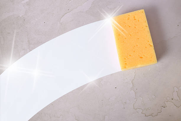 istock Cleaning concept trace sponge on a dirty wall 519651152