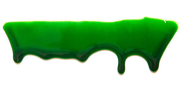 istock Drops of green paint on a white background 519651774