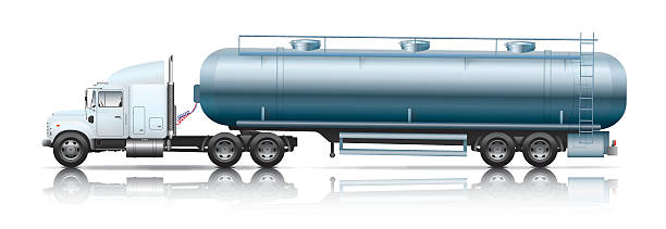 biały ciężarówka transportowa z tankowiec - semi skimmed milk stock illustrations
