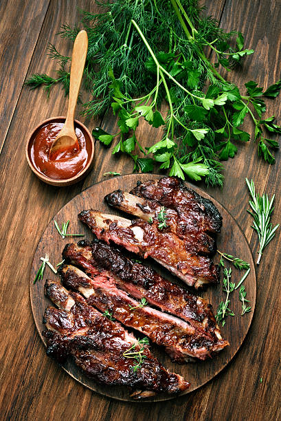 istock Grilled sliced barbecue pork ribs 519654334