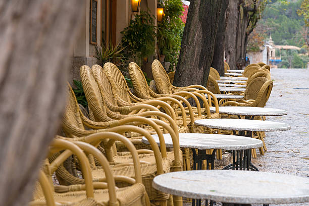 istock restaurant seats and tables in rainy water 519654406