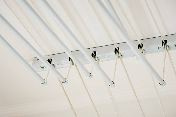 istock White clothes airer on the balcony. The plan 519654622