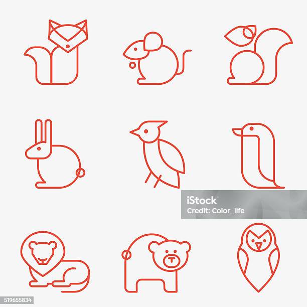 Wild Animal Icons Stock Illustration - Download Image Now - Squirrel, Icon Symbol, Mouse - Animal