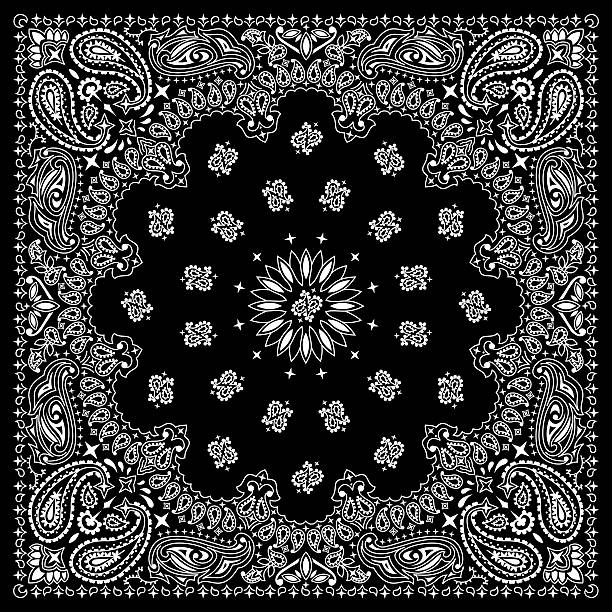 stockillustraties, clipart, cartoons en iconen met bandana black - paisley