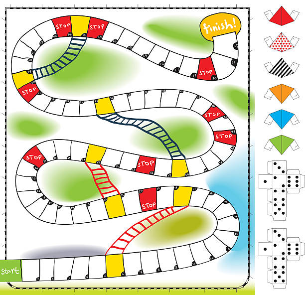 board game - chess pawn red blue leisure games stock-grafiken, -clipart, -cartoons und -symbole