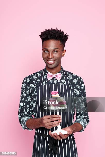 Cute Afro American Small Business Owner Holding Coockies Stock Photo - Download Image Now