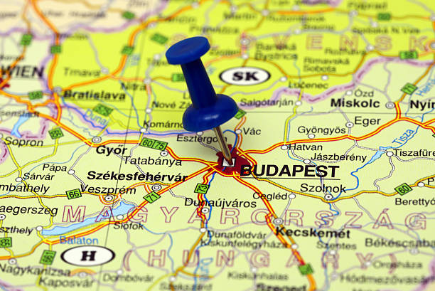istock Budapest pinned on a map of europe 519660117