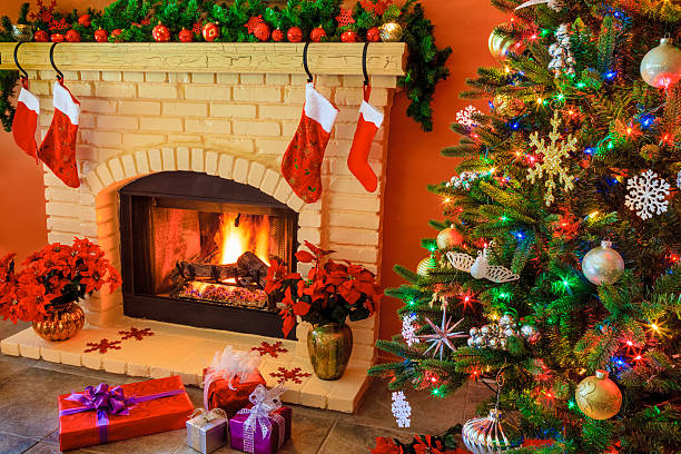 istock Christmas,Christmas tree,fireplace;holiday;ornaments;stockings(P) 519660357