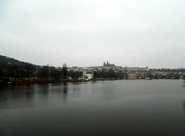 View of the Vltava river, Prague, Czech Republic.