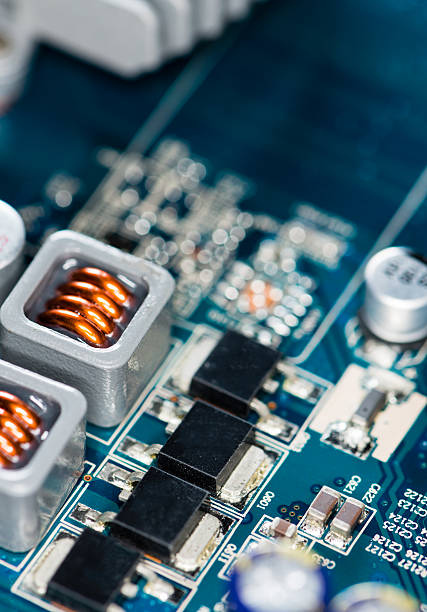 istock Blue PCB with a lot of elecric components 519661015