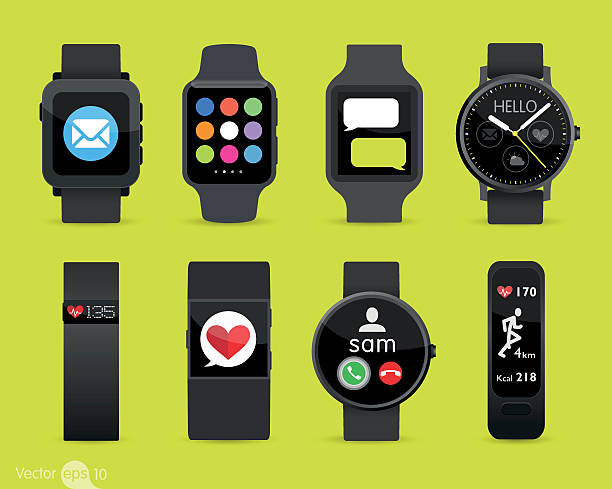 Smart Watches Smart Watches fitness tracker stock illustrations
