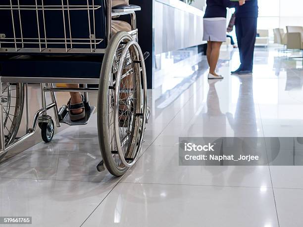 Closeup Of Elderly Man On Wheelchair In Hospital Stock Photo - Download Image Now - Adult, Armchair, Assistance