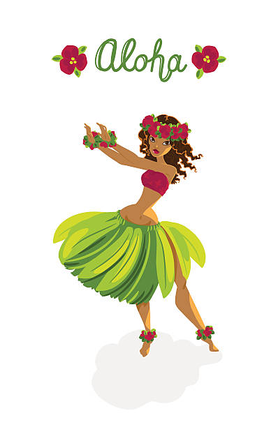 piękna dziewczyna tancerz hula - single flower sensuality beauty beautiful stock illustrations