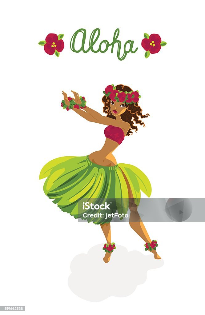 Beautiful girl - hula dancer Beautiful polynesian girl - hula dancer Aloha - Single Word stock vector