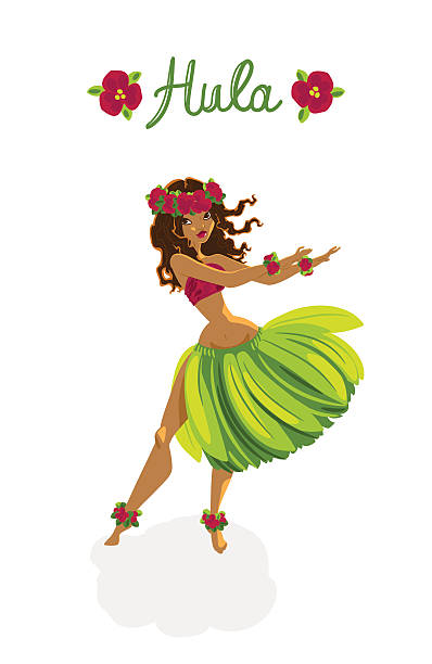 красивая девушка-танцор хулы - hawaii islands maui hula dancing hula dancer stock illustrations