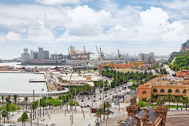 Panorama on Barcelona city from Columbus monument.