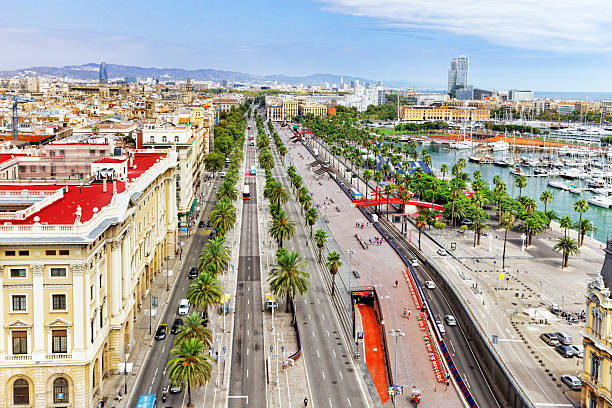 Panorama on Barcelona city from Columbus monument.