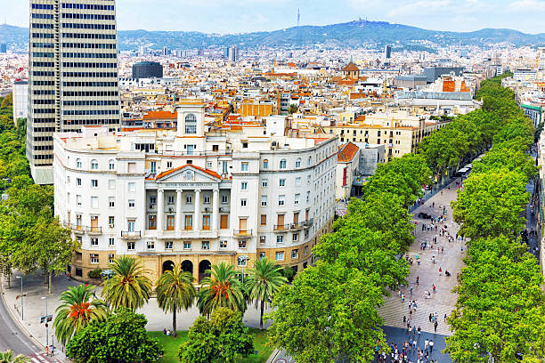 Panorama on Barcelona city from Columbus monument. Panorama on Barcelona city from Columbus monument.Barcelona. Spain la rambla stock pictures, royalty-free photos & images