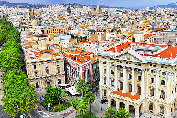 istock View  Barcelona city from Columbus column. 519665287
