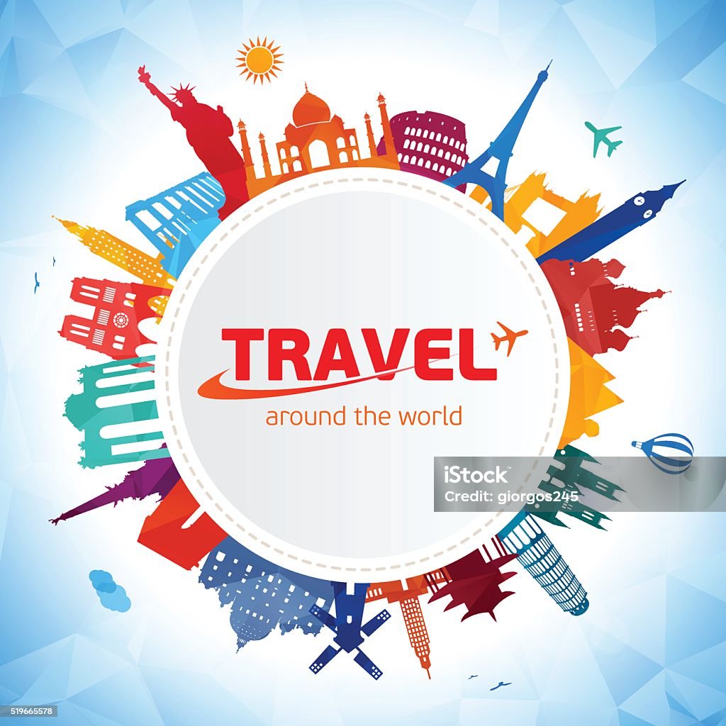 Travel and tourism background Vector illustration World Travel symbols. Eps 10 file. Globe - Navigational Equipment stock vector