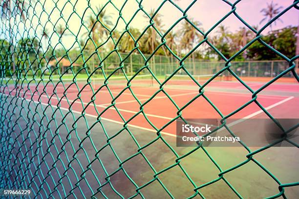 Green Net In Front Of Tennis Court Stock Photo - Download Image Now - Abstract, Activity, Backgrounds