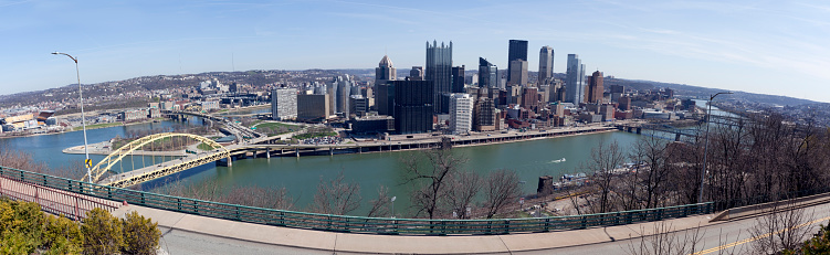 Pittsburgh, Pennsylvania USA cityscape panorama. Horizontal.
