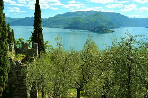 Beautiful panoramic view to lake Como and Bellagio peninsula.