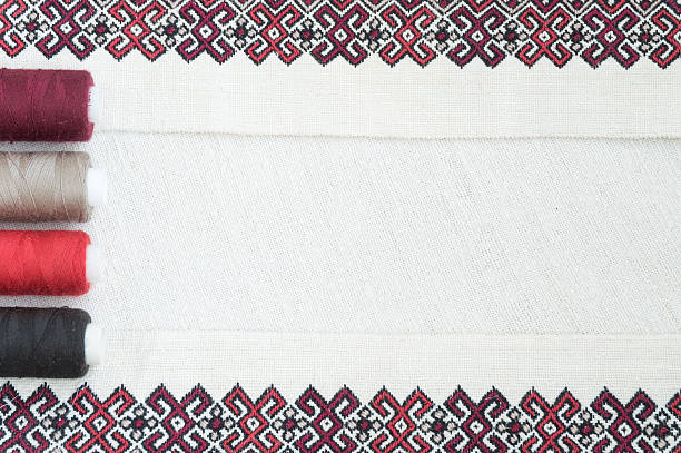 istock Embroidery fragment. Yarn, fabric. 519680848