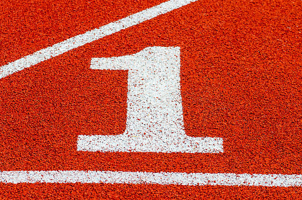 istock Numbers on running track, Red treadmill 519680860