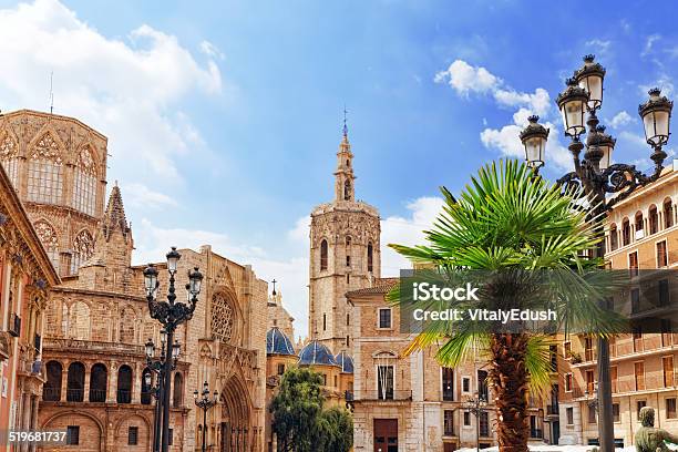 Square Of Saint Marys And Valencia Cathedral Stock Photo - Download Image Now - Valencia - Spain, Spain, City