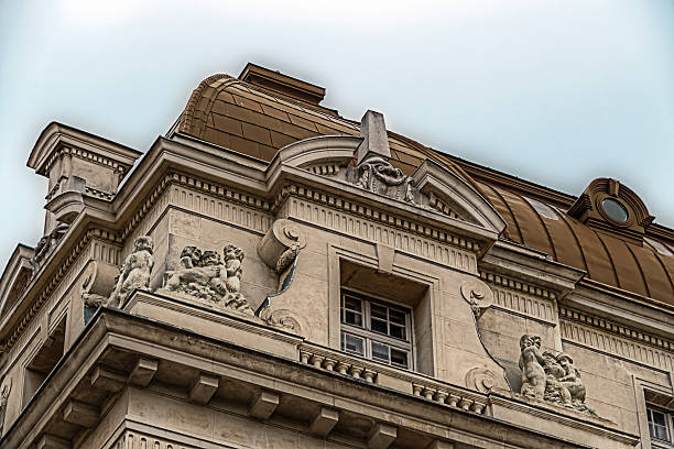 istock Facade on classical building with ornaments and sculptures 519681813