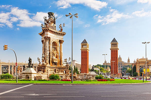 istock View in Barcelona on Placa De Espanya. 519683637