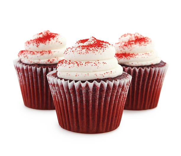 red velvet cupcakes - cream cheese food food and drink dessert foto e immagini stock