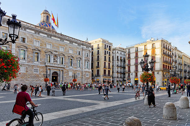Placa de Sant Jaume.The central area of Barcelona stock photo