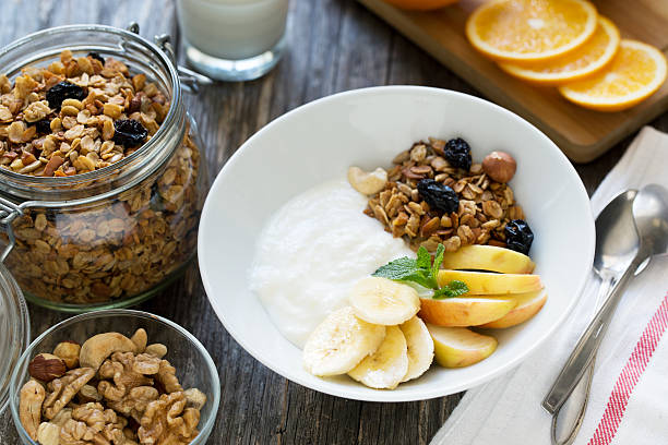 istock Healthy breakfast bowl with yogurt and granola 519684346