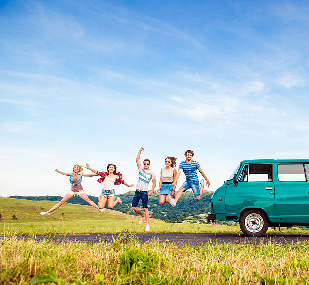istock Young hipster friends on road trip 519685002