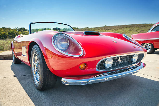 Westlake, Texas, USA - October 18, 2014: A red 1962 Ferrari 250 GT California Spyder is on display at the 4th Annual Westlake Classic Car Show. Front view.