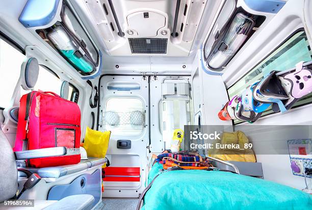 Inside Of An Ambulance High Key Stock Photo - Download Image Now - Ambulance, Inside Of, Medevac