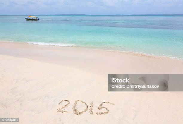 Year 2015 Number Written On Sandy Beach Stock Photo - Download Image Now - 2015, Anniversary Card, Archipelago