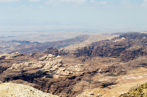 aerial view on mountains and Petra canyon