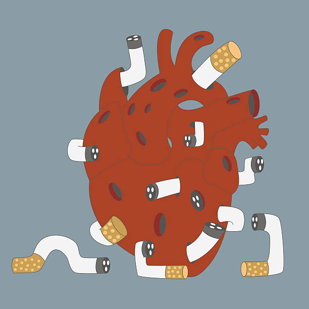 сердце человека и для некурящих - ideas tobacco product addiction anti smoking stock illustrations
