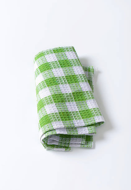 istock Green and white tea towel 519686492